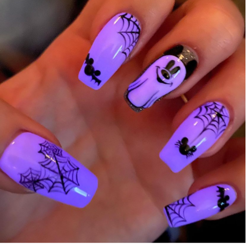 Cute Disney Halloween nails, disney nail ideas, disney nails, disney halloween nail ideas, purple, disney nails for halloween, pink, disney halloween pumpkin nails, halloween themed disney nails, spooky halloween nails, sally nails halloween disney, nightmare before christmas nails, nightmare before christmas nail ideas, jack skellington nails, mickey pumpkin nails, pumpkin mickey nails, mickey ghost nails, mickey mouse ghost nails, disney oogie boogie bash nails, mickeys not so scary halloween party nails, short, simple, almond, mickey mouse nails, mickey mouse nail ideas, disneyland nails, disney world nails, disney nail art, best, magical, disneyland nail ideas, disney world nail ideas, easy, disney nail art ideas, mickey nail ideas, disney nail design ideas, pastel.